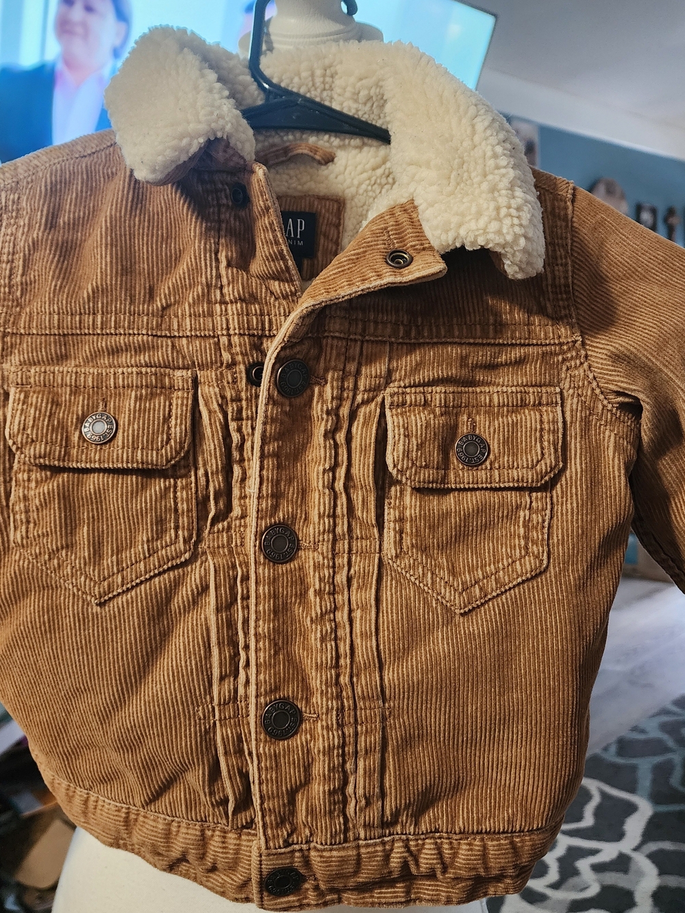 GAP Kids Brown Corduroy Jacket with Cream Sherpa Collar Sz 2
